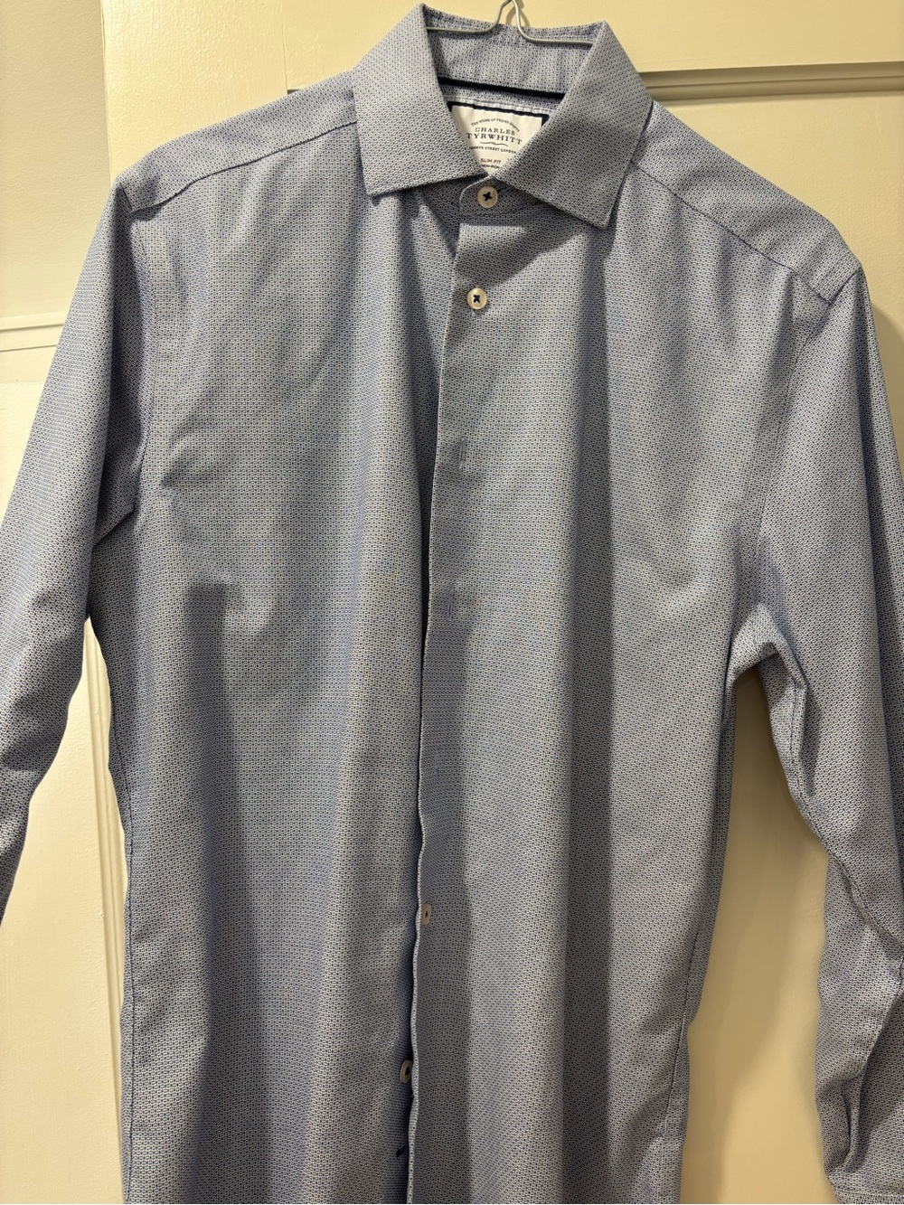 Charles Tyrwhitt French Blue Semi-Spread Collar Non-Iron Stretch Twill Shirt